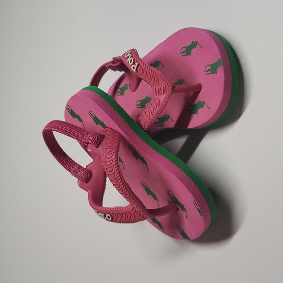 Polo Ralph Lauren Pink & Green Baby Sandals - Picture 2 of 5
